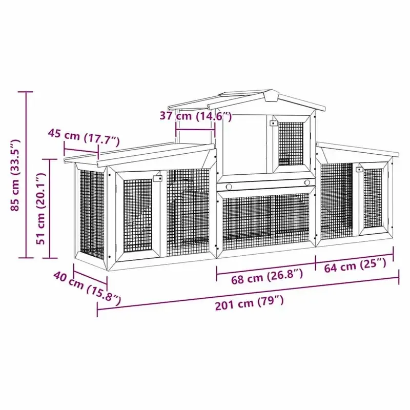 Enclos extérieur en bois pour lapins et poulets