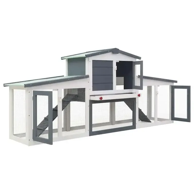 Enclos extérieur en bois pour lapins et poulets