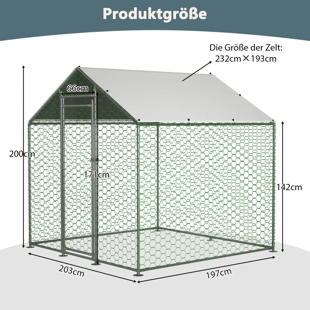 Enclos extérieur robuste pour poulets avec couverture PE
