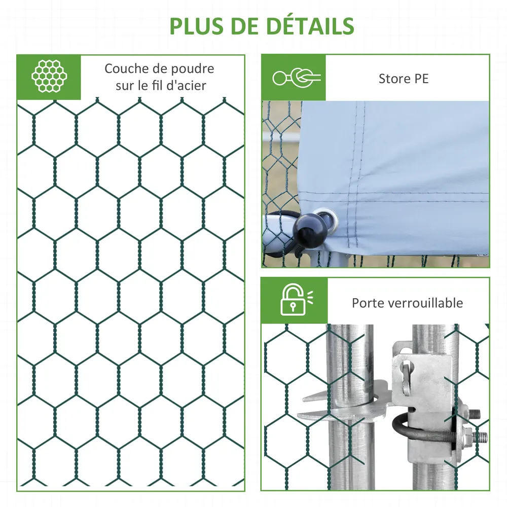 Enclos poulailler 6x3 m acier galvanisé