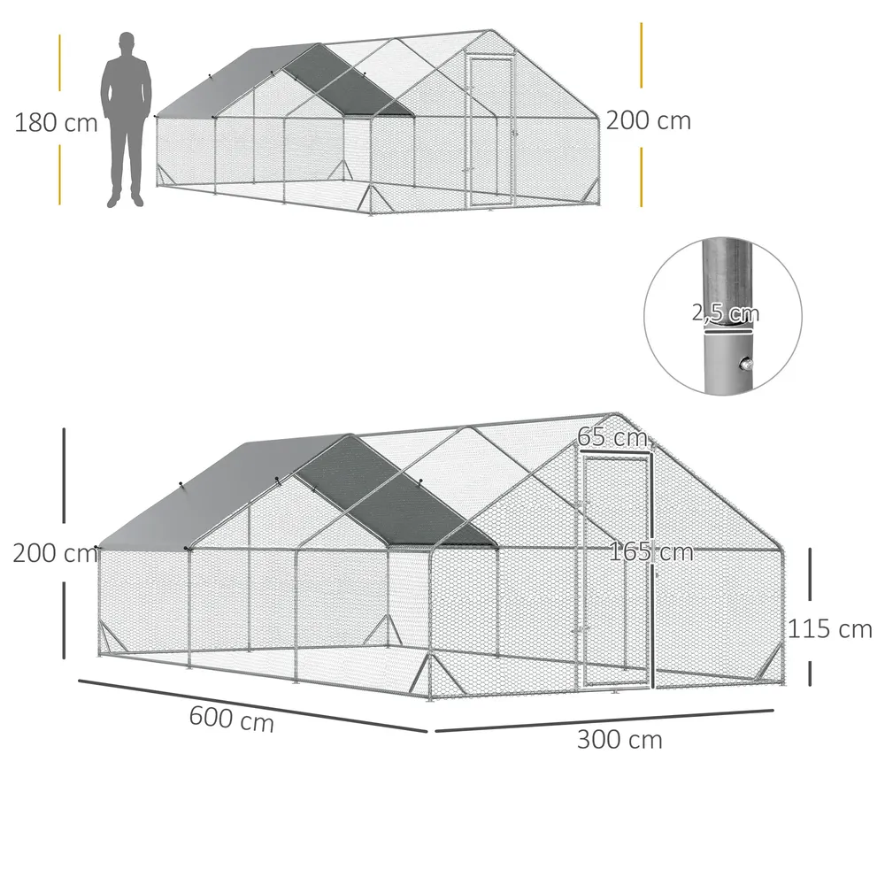 Enclos poulailler 6x3 m acier galvanisé