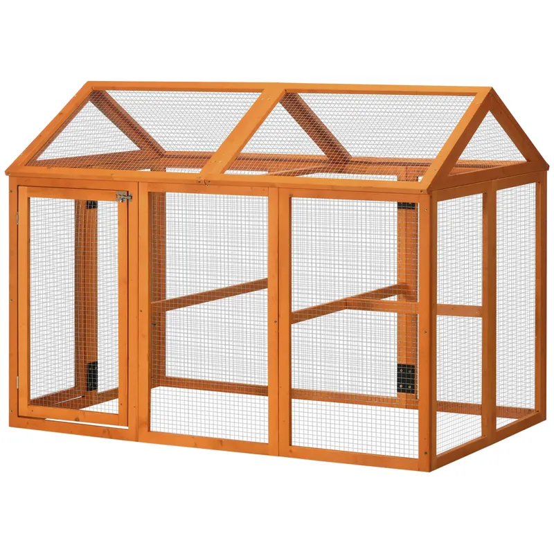 Enclos poulailler bois 140 x 88,5 x 106 cm orange