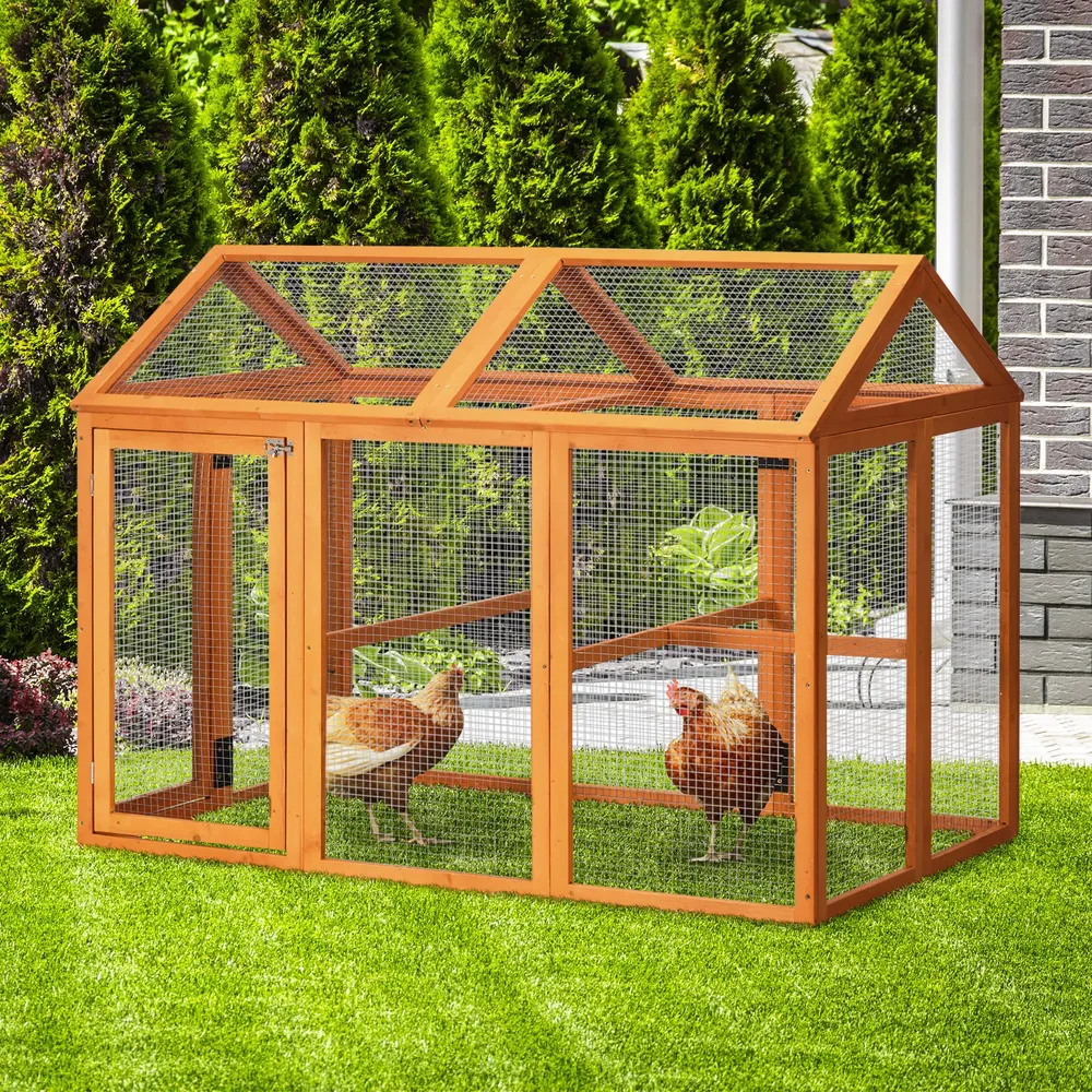 Enclos poulailler bois 140 x 88,5 x 106 cm orange