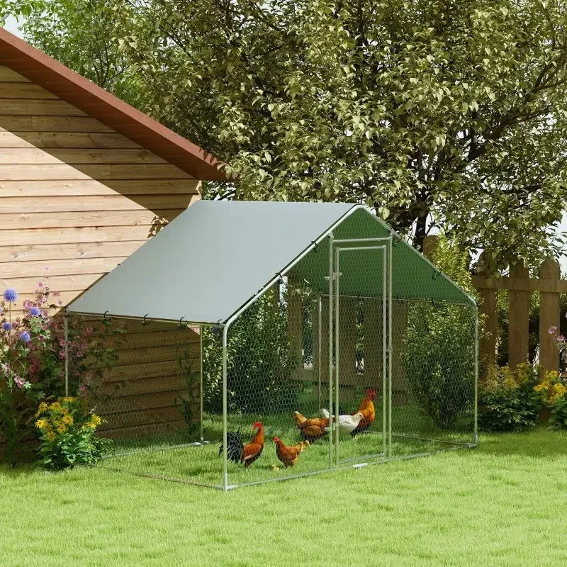 Enclos poules 3x1,7 m verrou et toit anti-UV
