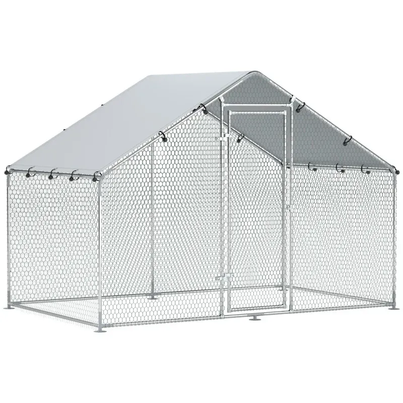 Enclos poules 3x1,7 m verrou et toit anti-UV