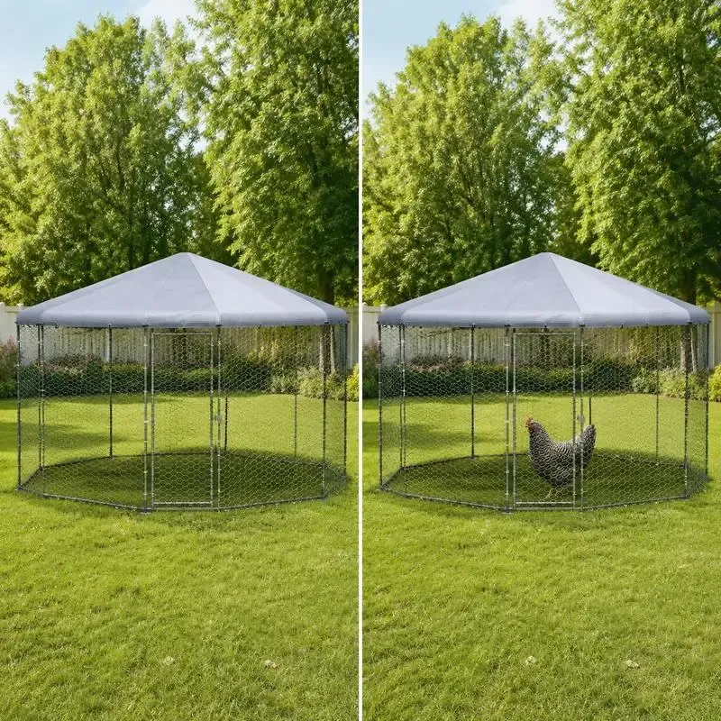 Enclos poules extérieur 10 m² bois et métal