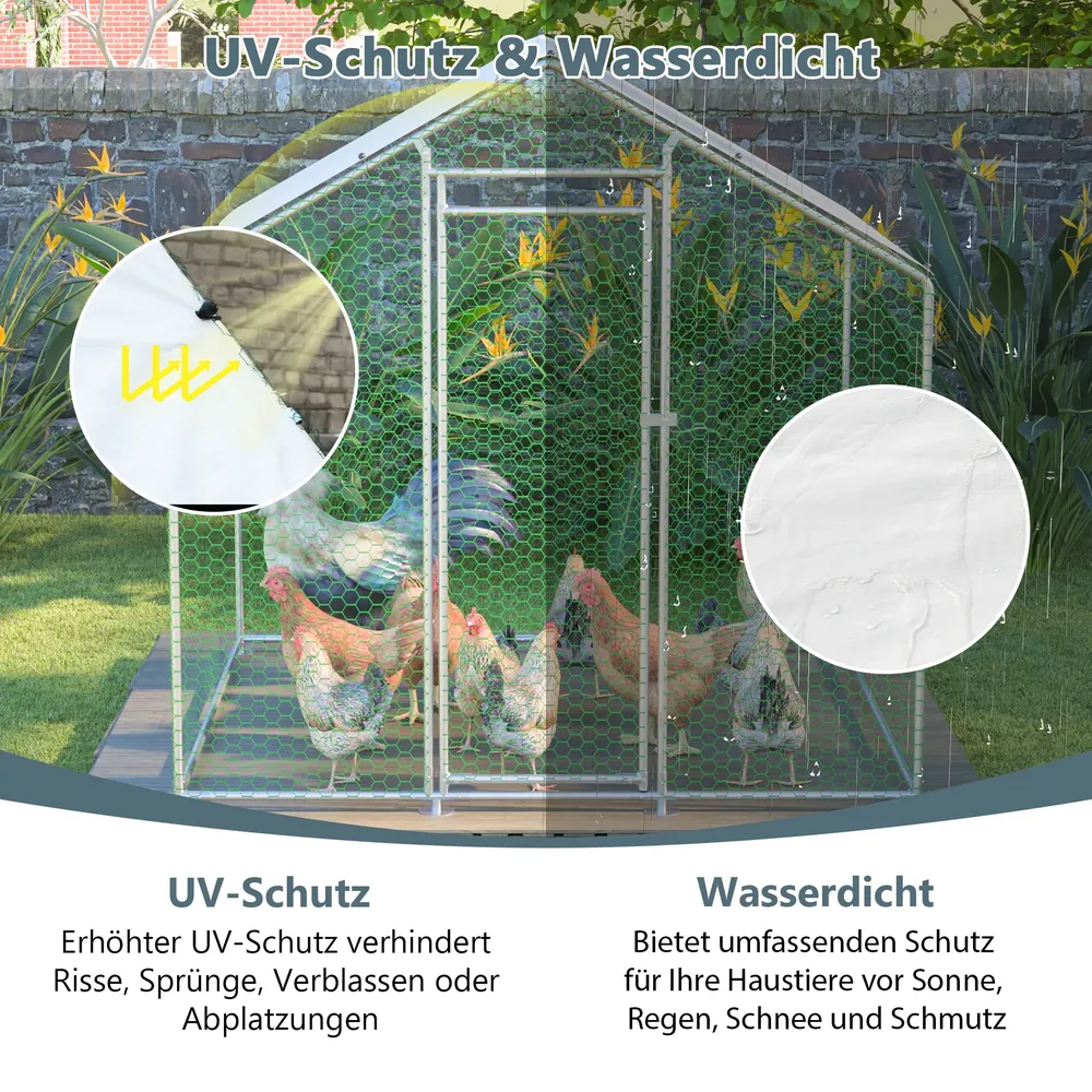 Enclos poulets 2x2x2 m avec verrou et couverture