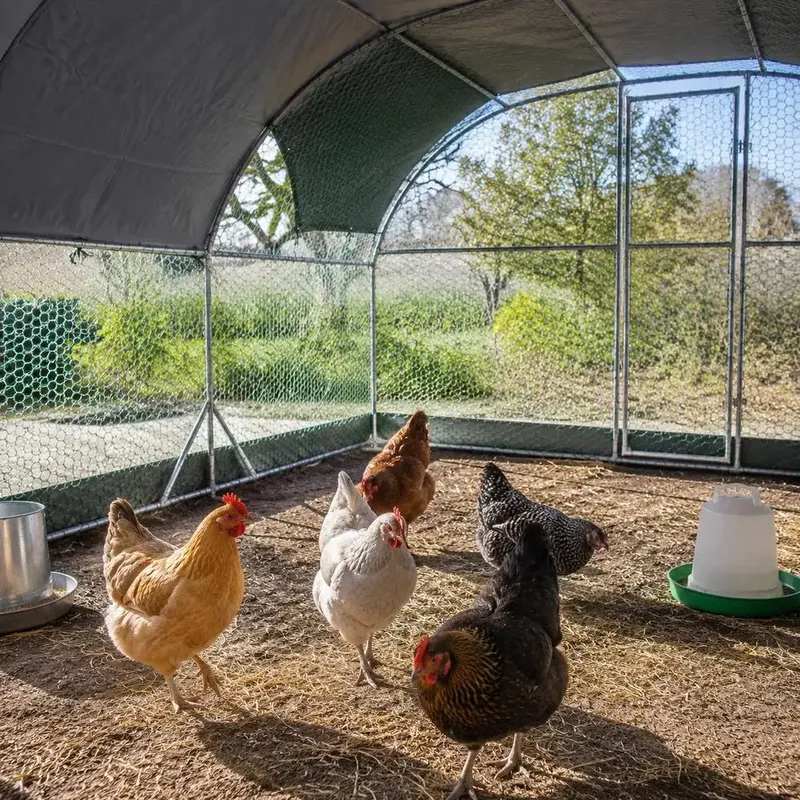 Enclos poulets acier 280 x 380 cm avec toit et porte