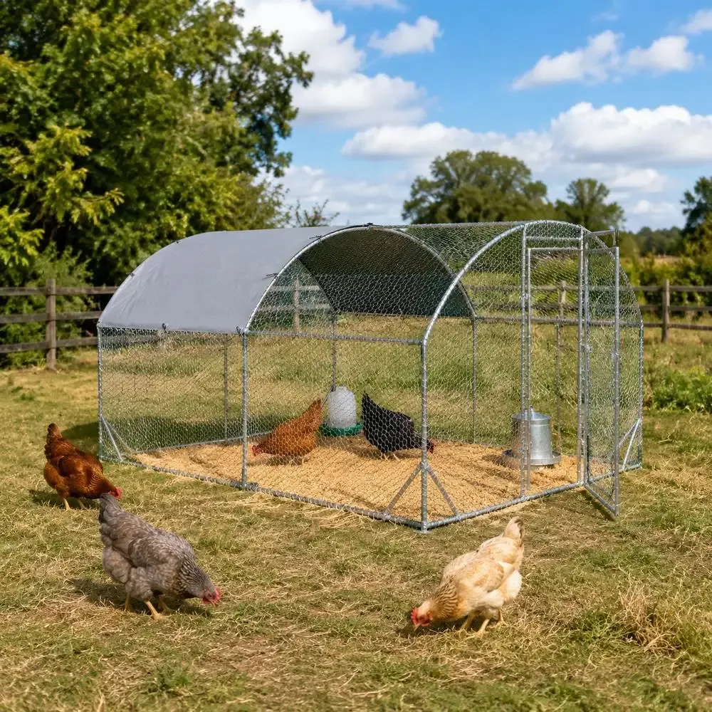 Enclos poulets acier 280 x 380 cm avec toit et porte
