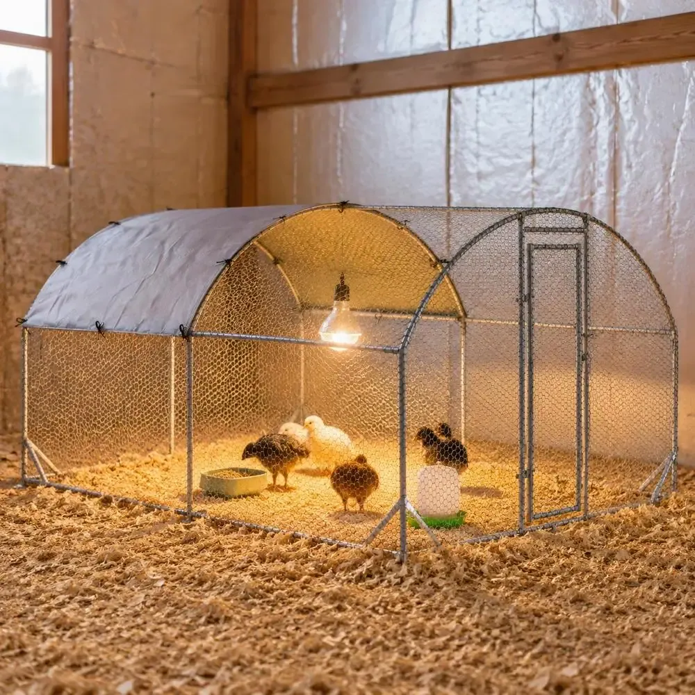 Enclos poulets acier 280 x 380 cm avec toit et porte