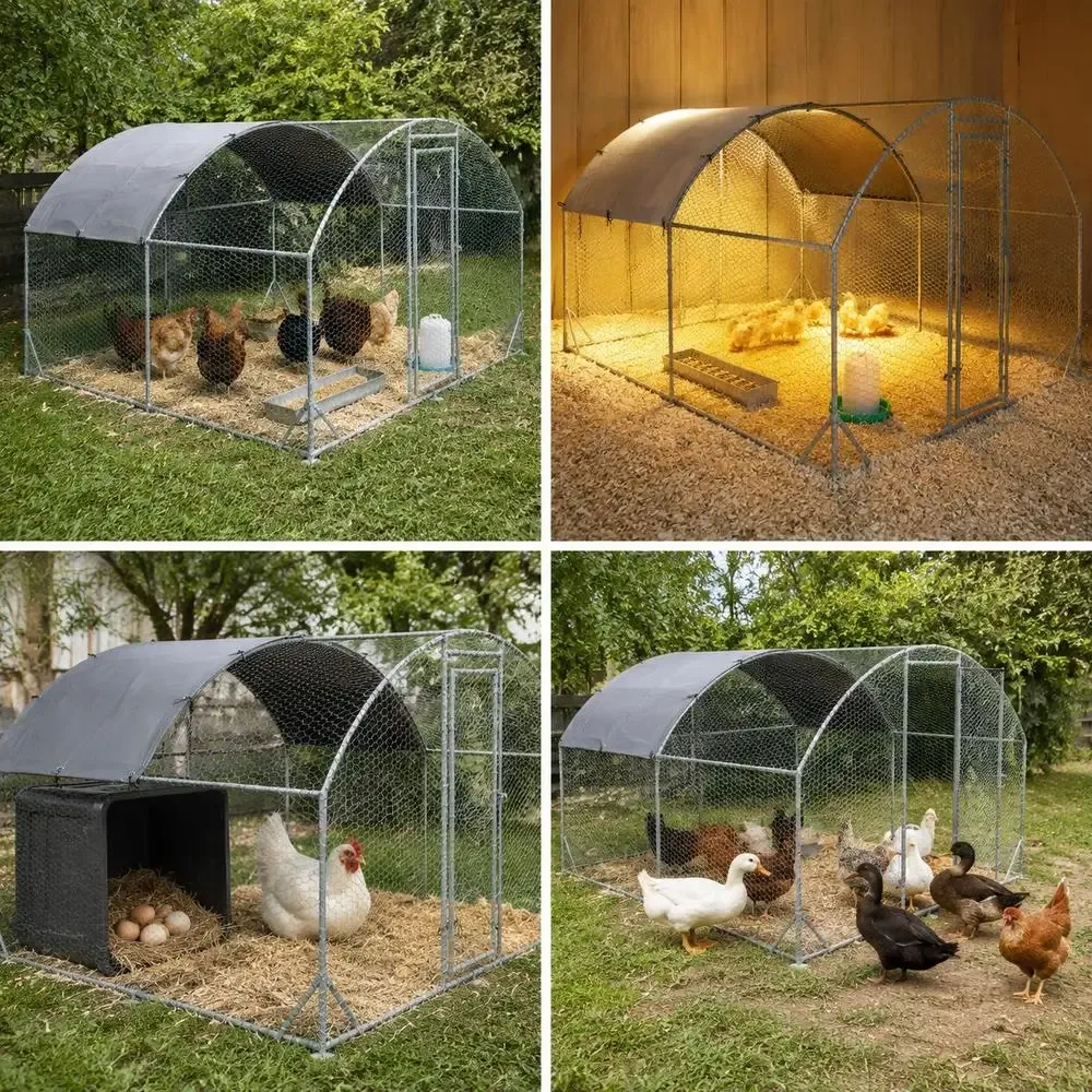 Enclos poulets acier 280 x 380 cm avec toit et porte