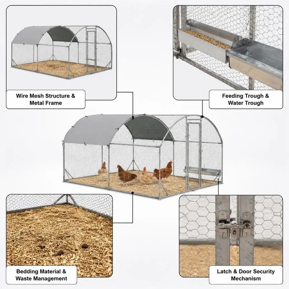 Enclos poulets acier 280 x 380 cm avec toit et porte