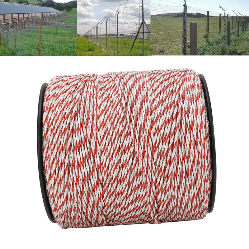 Fil de clôture 500 m blanc/rouge corde conductrice acier inoxydable