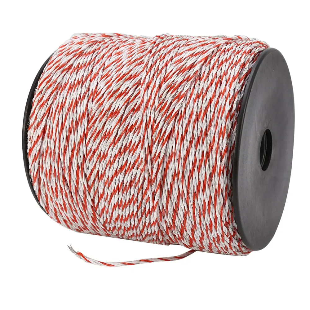 Fil de clôture 500 m blanc/rouge corde conductrice acier inoxydable