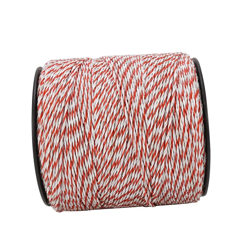 Fil de clôture 500 m blanc/rouge corde conductrice acier inoxydable