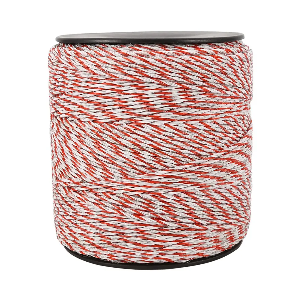 Fil de clôture 500 m blanc/rouge corde conductrice acier inoxydable