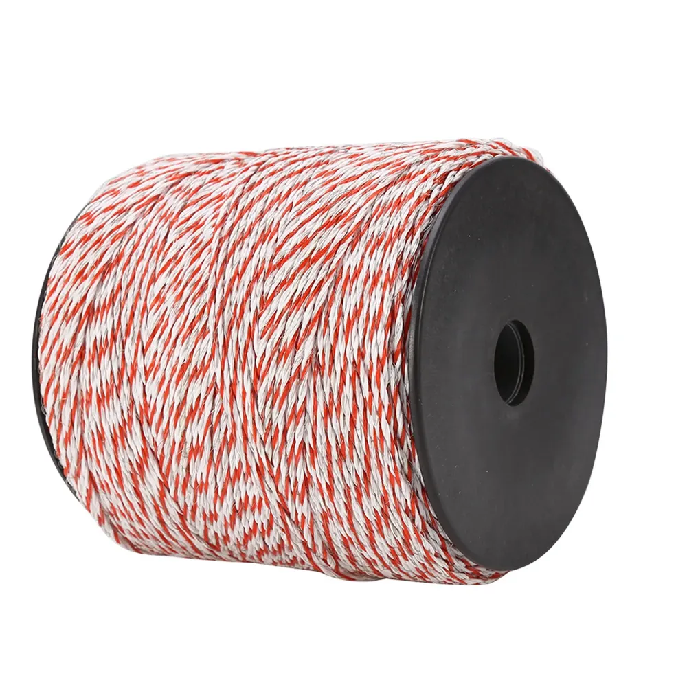 Fil de clôture 500 m blanc/rouge corde conductrice acier inoxydable