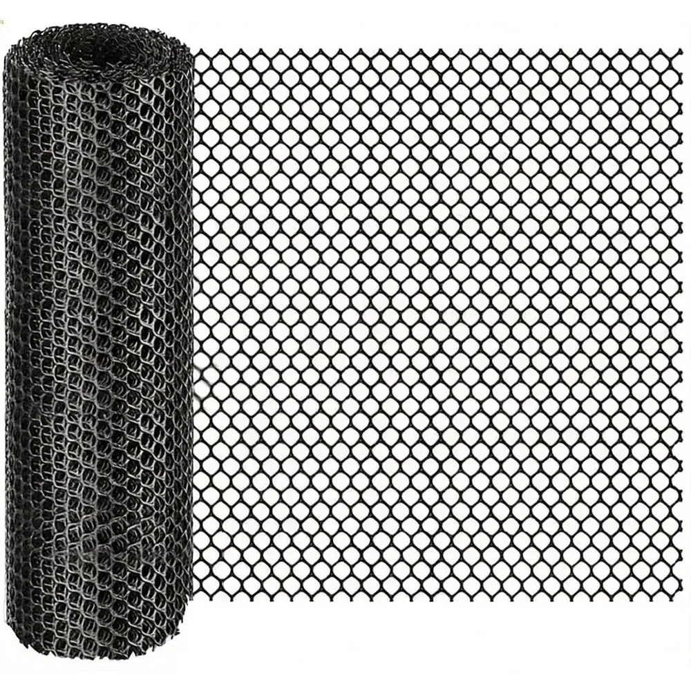 Filet hexagonal en plastique noir pour jardin et poulailler