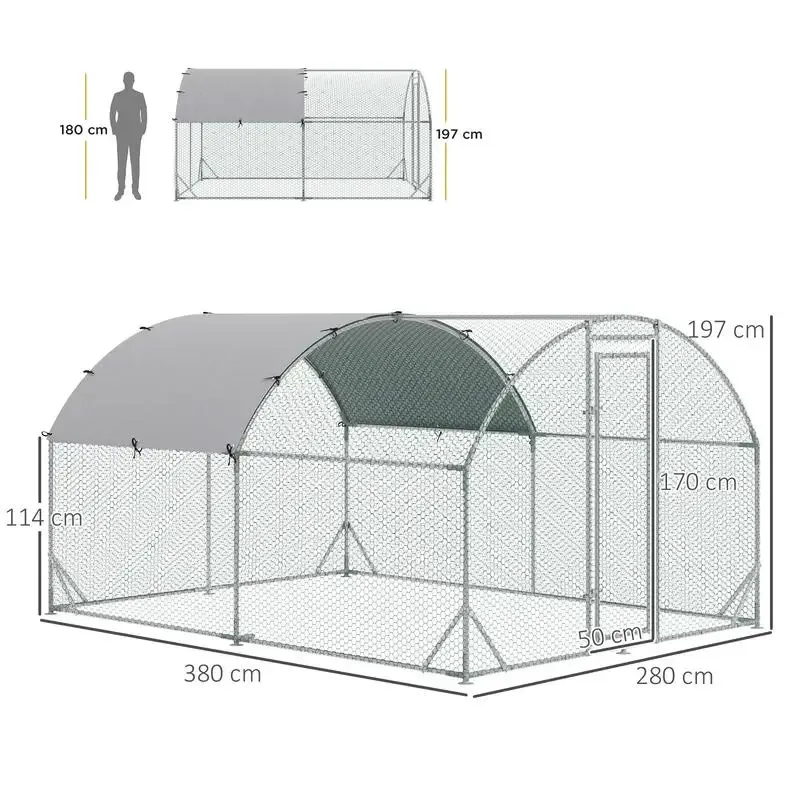 Grand enclos poulailler 10,64 m² toit anti-UV