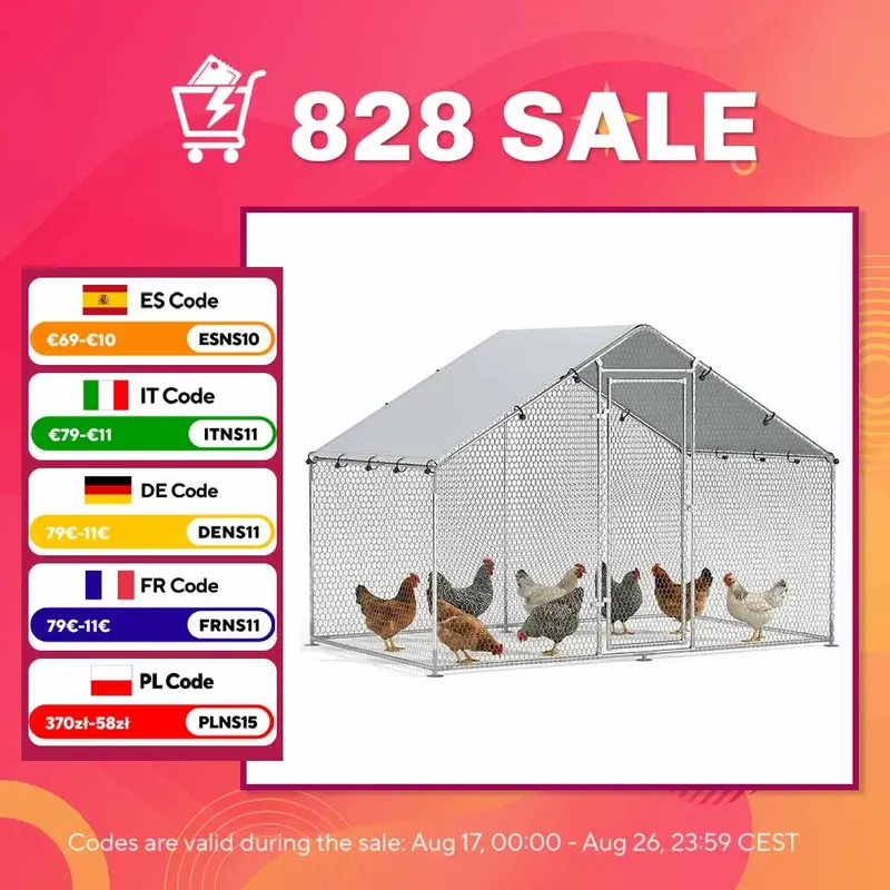 Grand enclos poulailler 5,1 m² avec couverture anti-UV