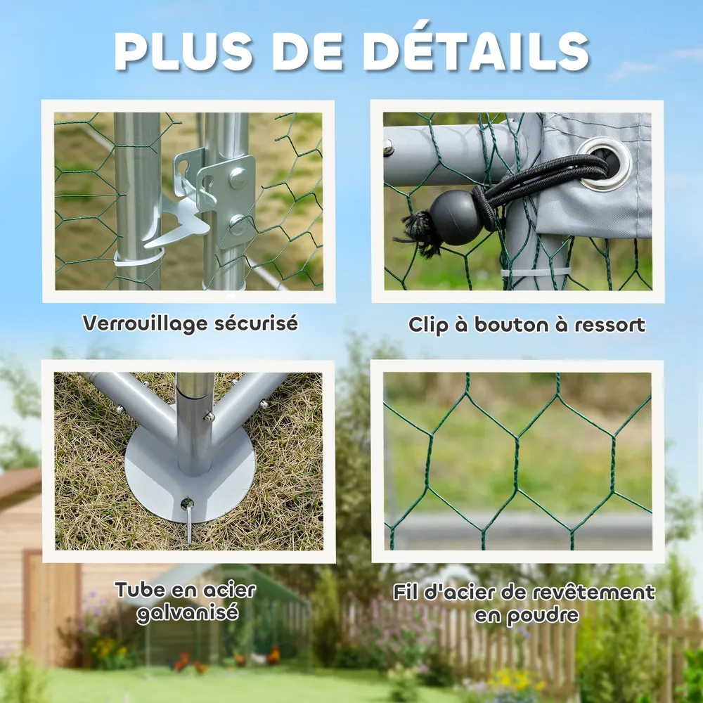 Grand enclos poulailler 5,1 m² avec couverture anti-UV