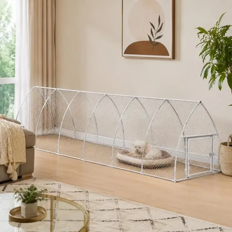 Grand poulailler acier galvanisé 600x105cm porte sécurisée