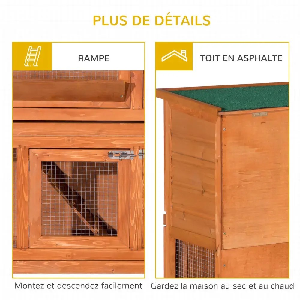 Grand poulailler bois 2 étages 120 x 48 x 100 cm