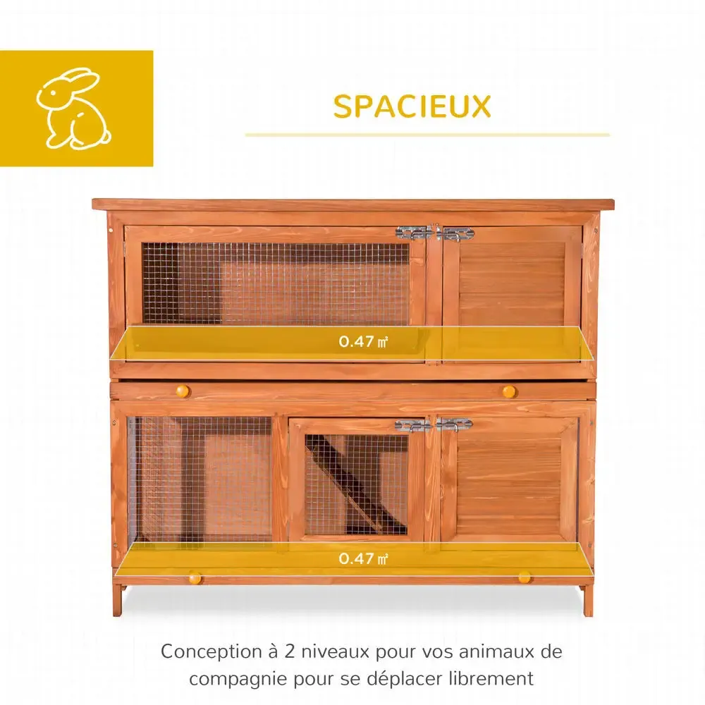 Grand poulailler bois 2 étages 120 x 48 x 100 cm