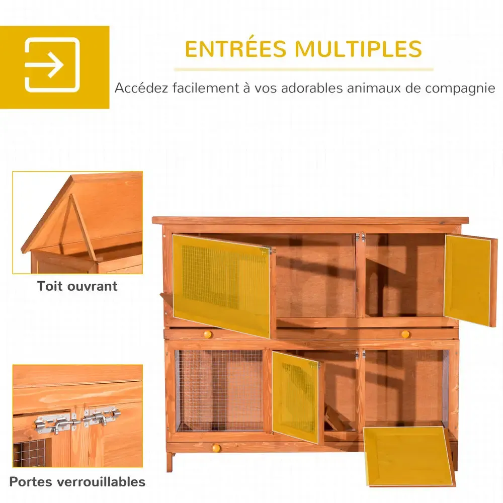Grand poulailler bois 2 étages 120 x 48 x 100 cm