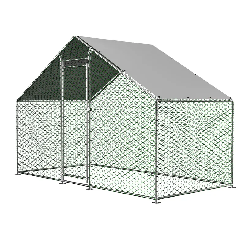 Grand poulailler métallique avec toit anti-UV et porte