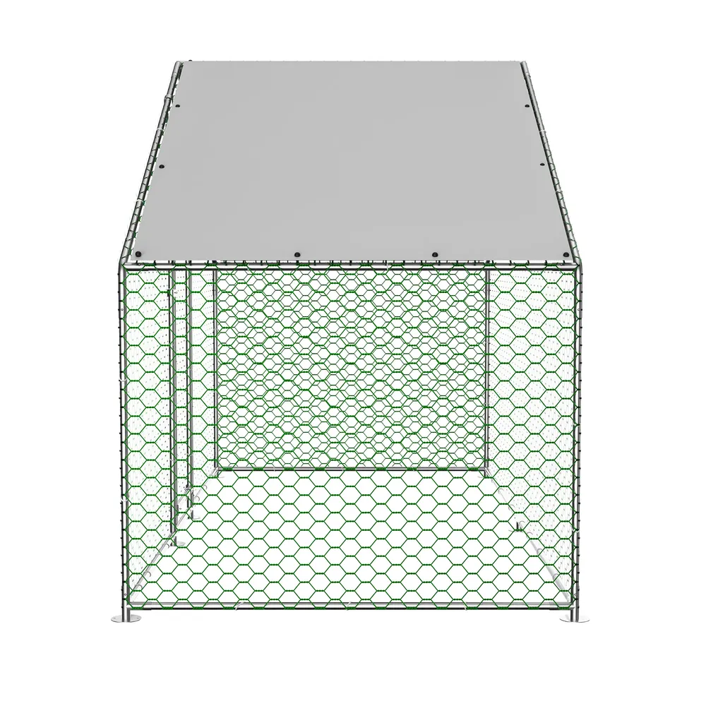 Grand poulailler métallique avec toit anti-UV et porte