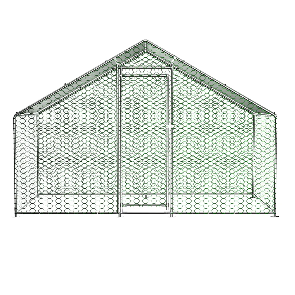Grand poulailler métallique avec toit anti-UV et porte