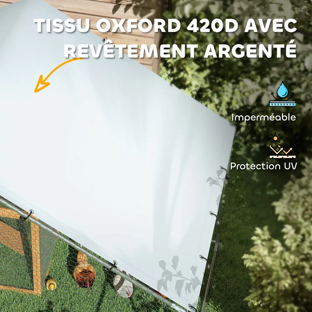Grand poulailler métallique avec toit anti-UV pour 10-15 poules