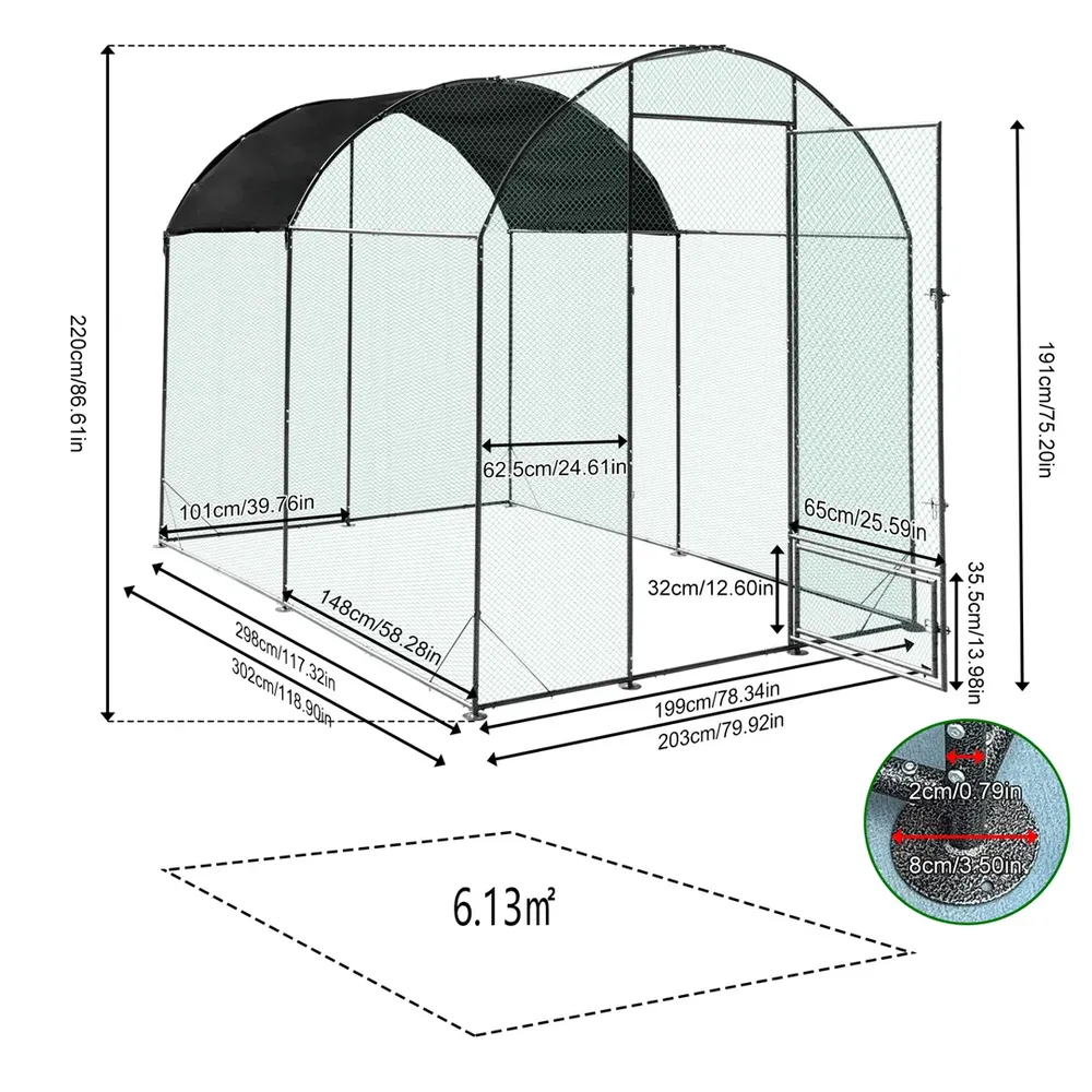 Grande cage extérieure en métal pour volailles et canards