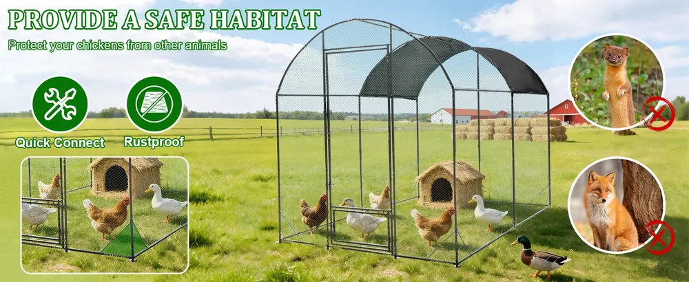 Grande cage extérieure en métal pour volailles et canards