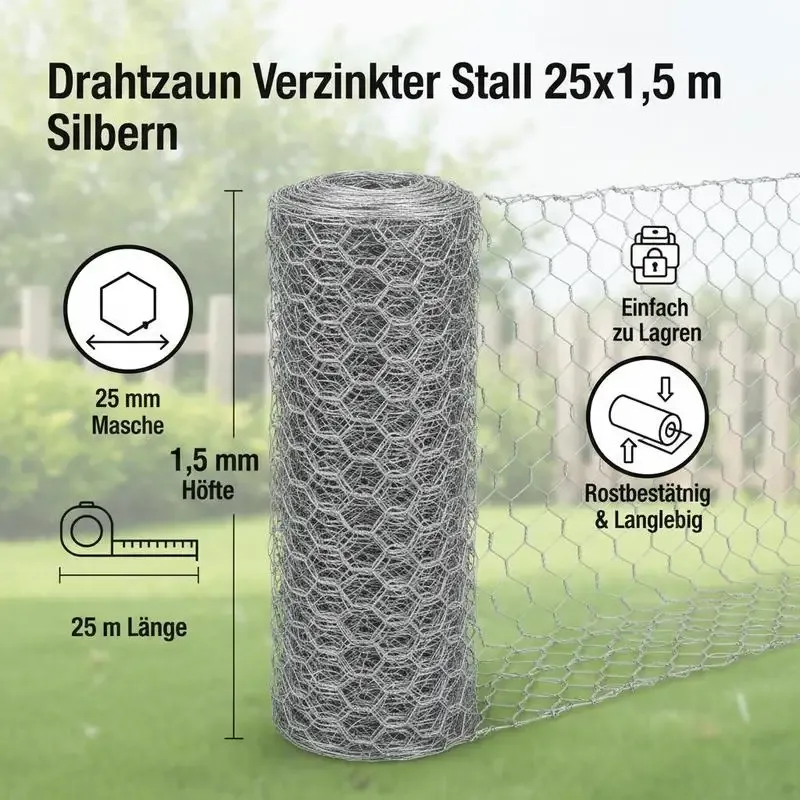 Grillage hexagonal jardin volaille et plantes 25x1,5 m
