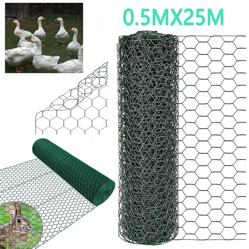 Grillage hexagonal vert PVC pour jardin et poulailler