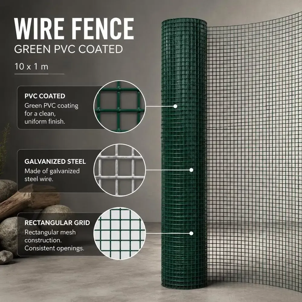 Grillage PVC jardin et volière 10x1 m