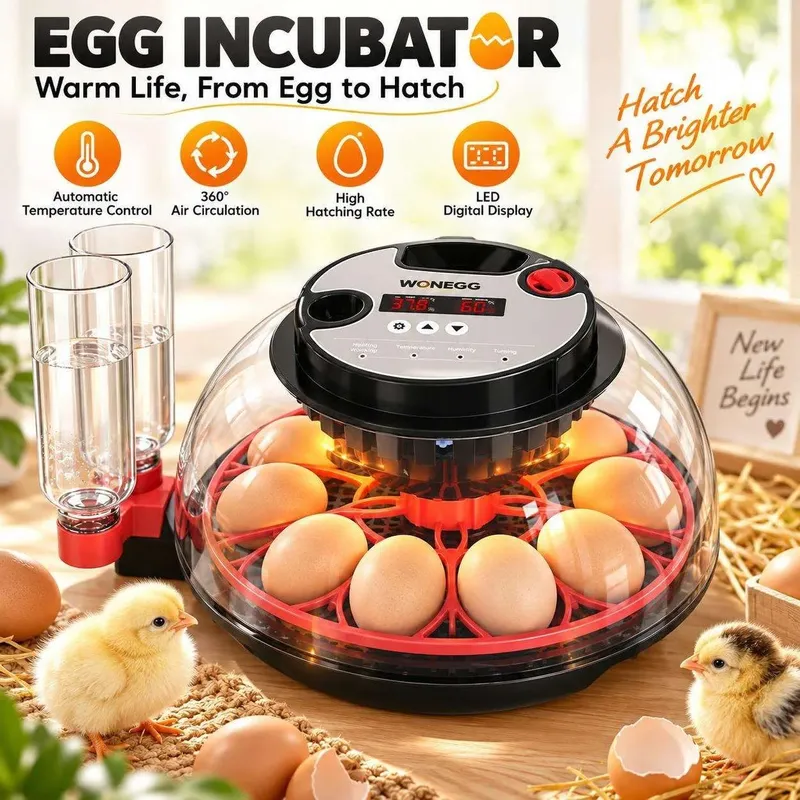 Incubateur automatique 12 œufs retournement numérique double eau