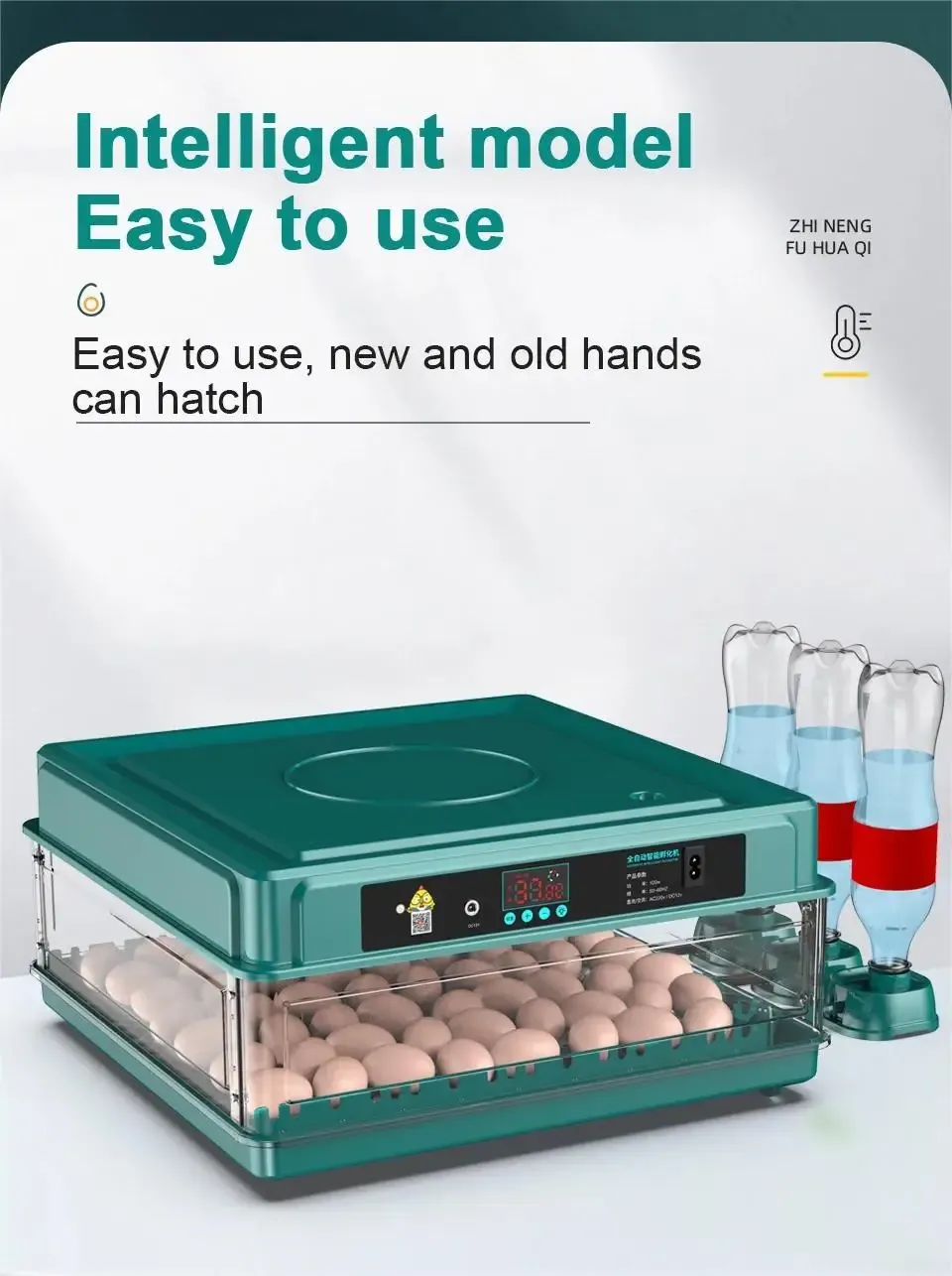 Incubateur œufs 10 à 15 œufs double alimentation retournement eau