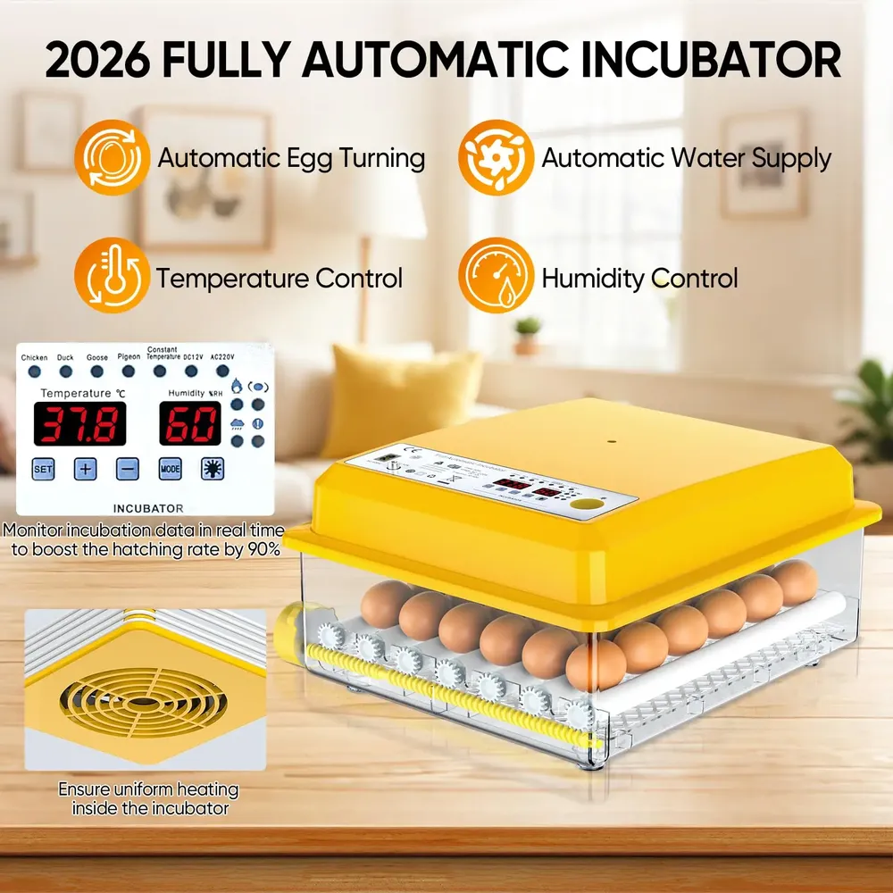 Incubateur œufs 16 à 36 œufs numérique lampe LED retournement