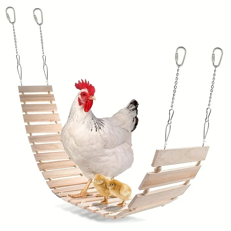 Jouet poulet grande échelle pivotante bois pour volaille
