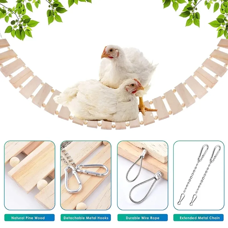Jouet poulet grande échelle pivotante bois pour volaille