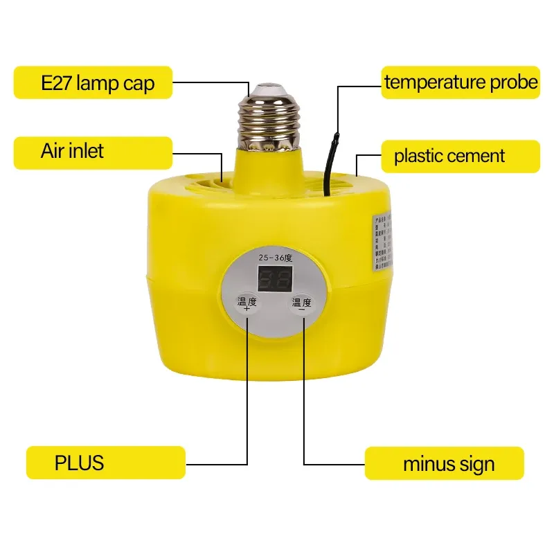 Lampe chauffante 150W avec thermostat pour animaux de ferme
