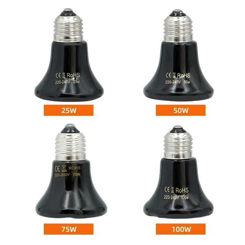 Lampe chauffante céramique 25 à 100W pour poulets reptiles