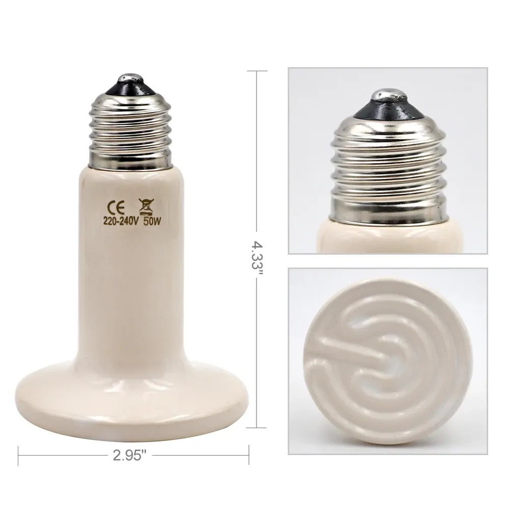 Lampe chauffante céramique E27 25 à 200W pour reptiles