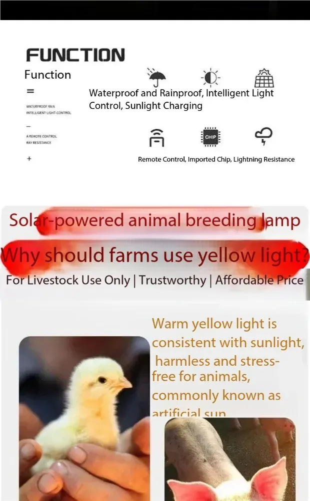 Lampe chauffante ferme avec thermostat pour poulailler porcelets
