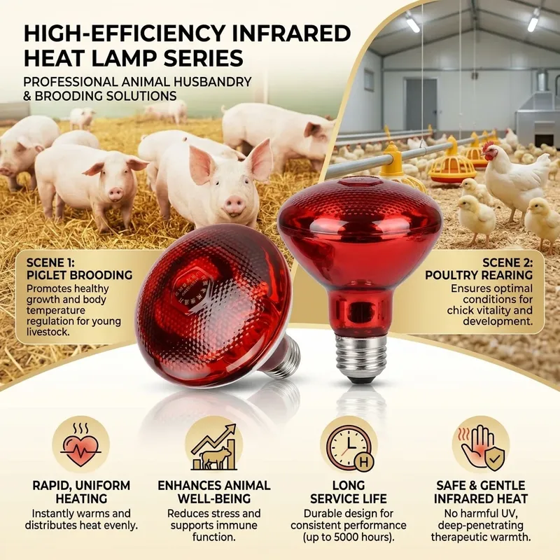 Lampe chauffante infrarouge 100 à 275W pour poulailler reptiles