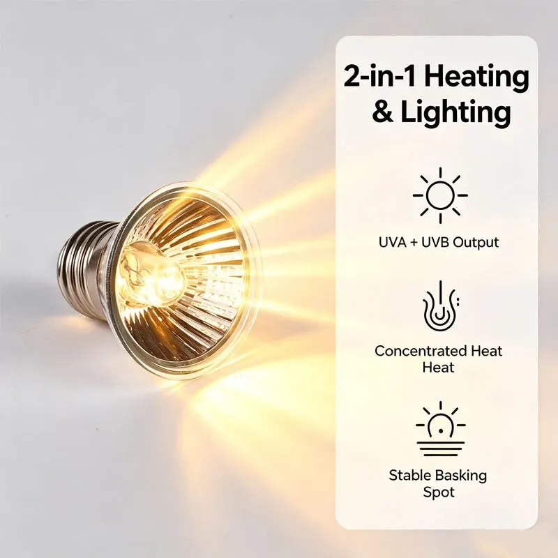 Lampe chauffante UVA UVB 25 à 75W pour reptiles et poussins