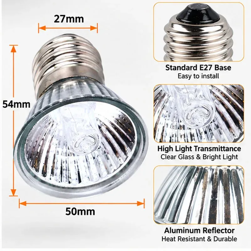 Lampe chauffante UVA UVB 25 à 75W pour reptiles et poussins
